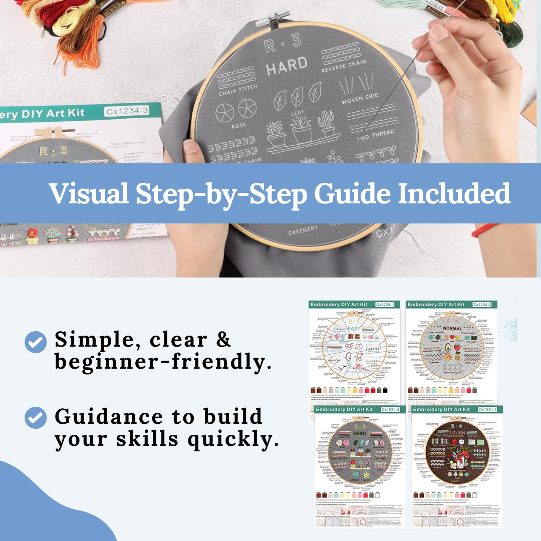 4 Stage Embroidery Patterns Kit