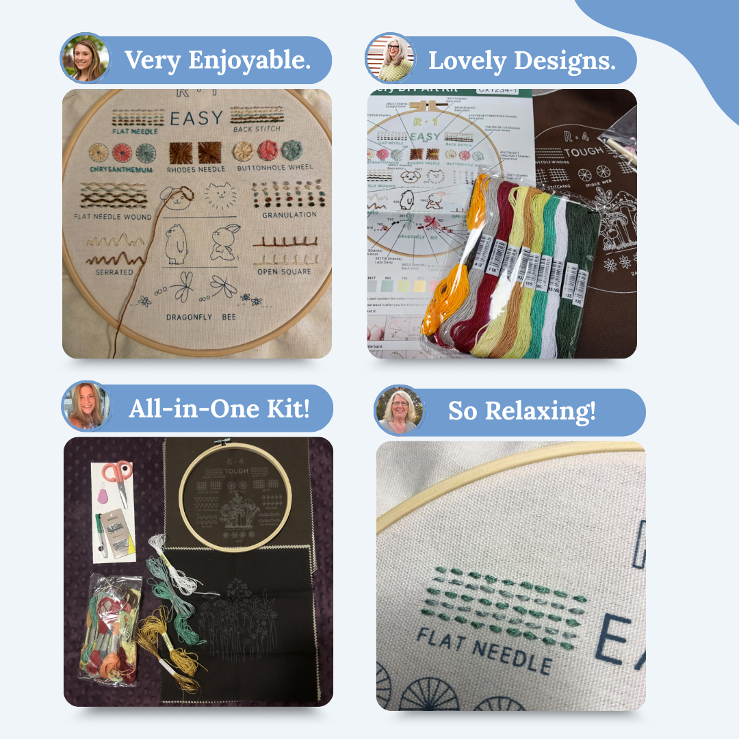 4 Stage Embroidery Patterns Kit